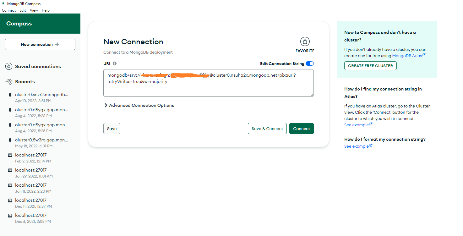 Connect MongoDB Compass