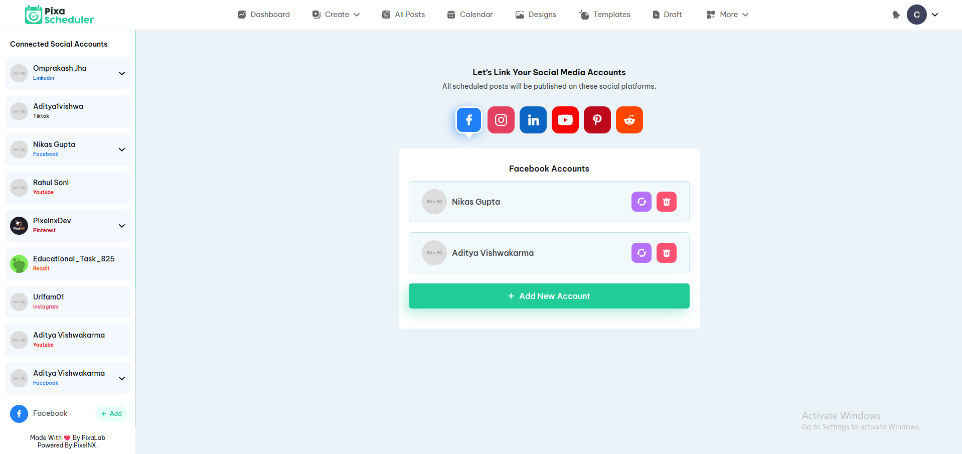 User Integrations Page