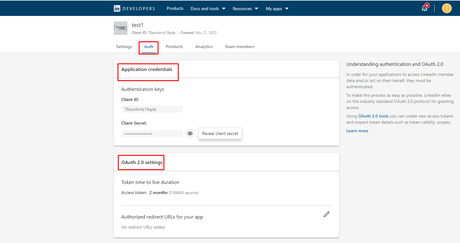 LinkedIn Redirect URL